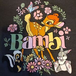 Disney Bambi Print Tee-shirt Size S/CH Women's Colorful Raised Print